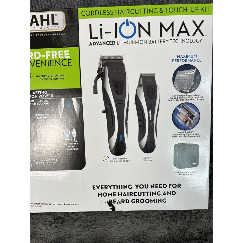 Wahl Li-Ion Max Rechargeable Cordless Haircutting & Touch Up Clippers Kit